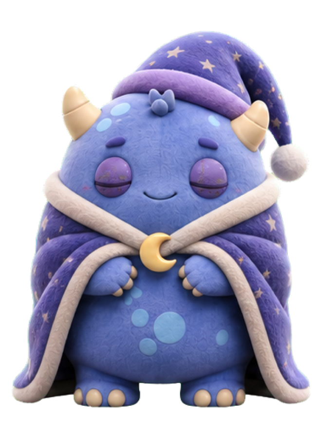 The Sleep Lock wizard mascot holding a crescent moon.